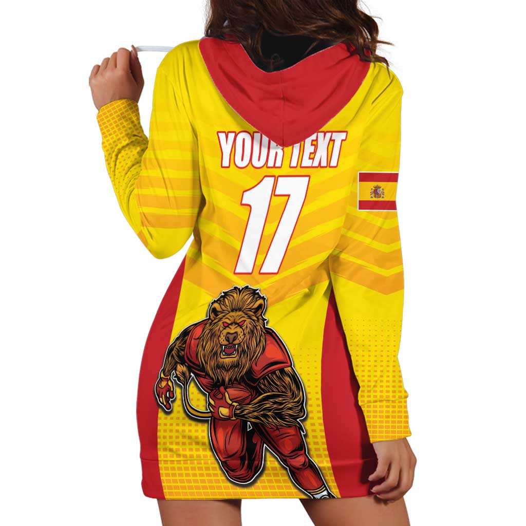 Custom Espana Rugby Spain Hoodie Dress Lion Mascot Come on Los Leones Yellow Style