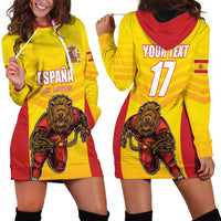 Custom Espana Rugby Spain Hoodie Dress Lion Mascot Come on Los Leones Yellow Style
