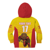 Custom Espana Rugby Spain Kid Hoodie Lion Mascot Come on Los Leones Yellow Style