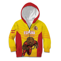 Custom Espana Rugby Spain Kid Hoodie Lion Mascot Come on Los Leones Yellow Style