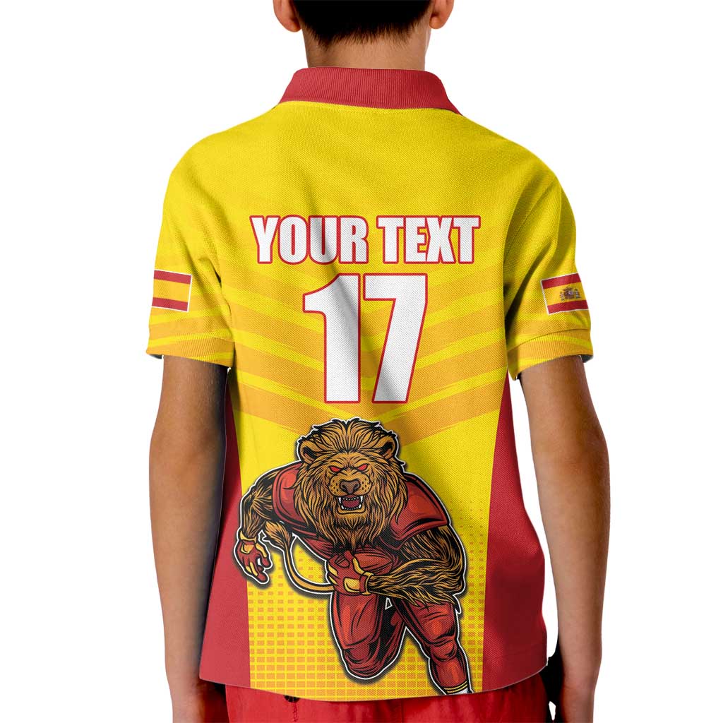 Custom Espana Rugby Spain Kid Polo Shirt Lion Mascot Come on Los Leones Yellow Style