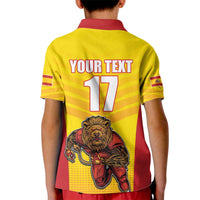 Custom Espana Rugby Spain Kid Polo Shirt Lion Mascot Come on Los Leones Yellow Style