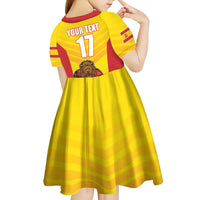 Custom Espana Rugby Spain Kid Short Sleeve Dress Lion Mascot Come on Los Leones Yellow Style