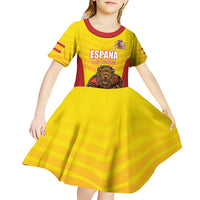 Custom Espana Rugby Spain Kid Short Sleeve Dress Lion Mascot Come on Los Leones Yellow Style