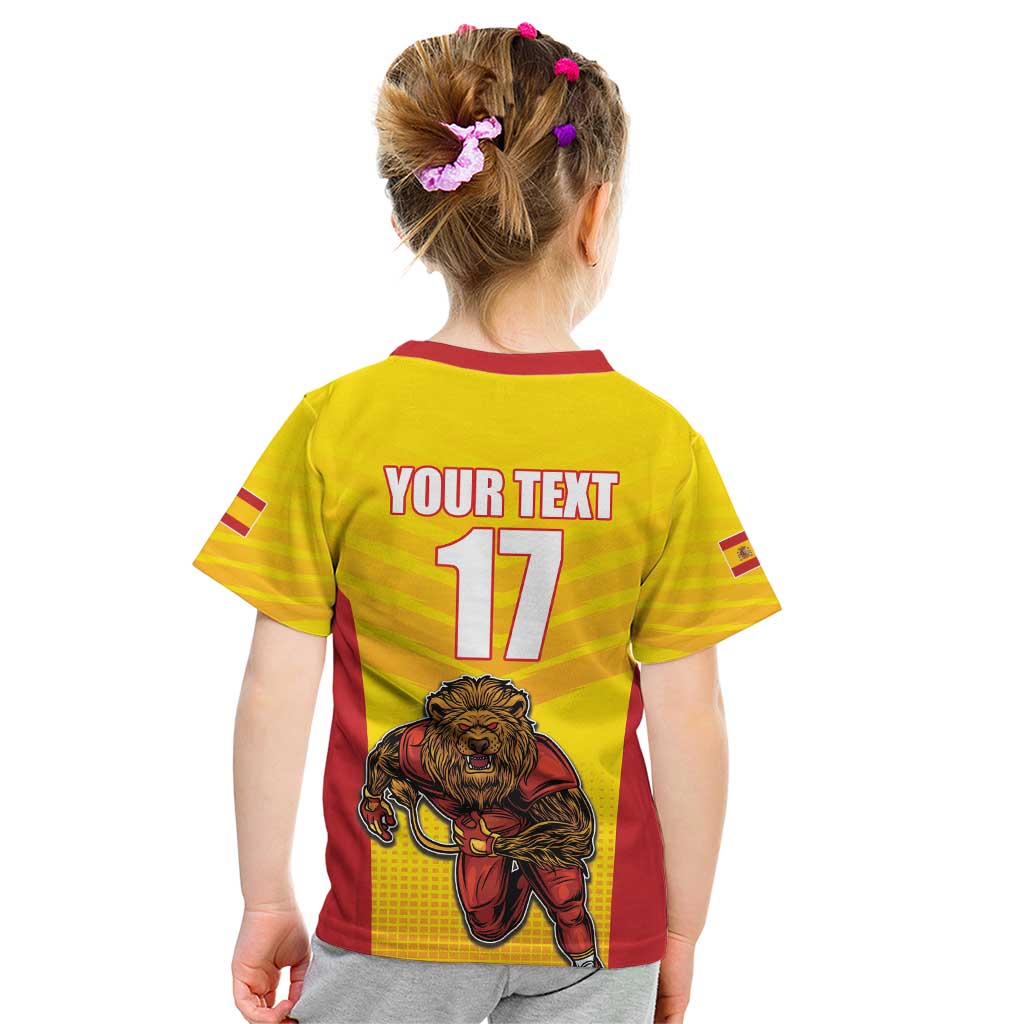 Custom Espana Rugby Spain Kid T Shirt Lion Mascot Come on Los Leones Yellow Style