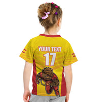 Custom Espana Rugby Spain Kid T Shirt Lion Mascot Come on Los Leones Yellow Style
