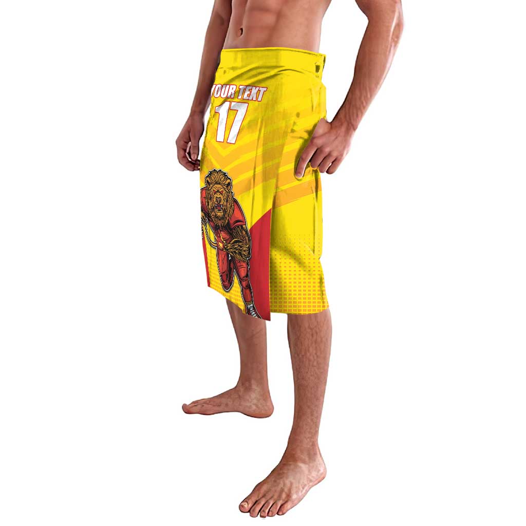 Custom Espana Rugby Spain Lavalava Lion Mascot Come on Los Leones Yellow Style