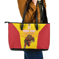 Custom Espana Rugby Spain Leather Tote Bag Lion Mascot Come on Los Leones Yellow Style