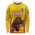 Custom Espana Rugby Spain Long Sleeve Shirt Lion Mascot Come on Los Leones Yellow Style