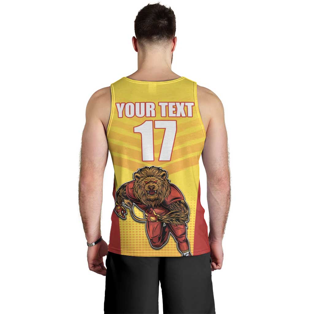Custom Espana Rugby Spain Men Tank Top Lion Mascot Come on Los Leones Yellow Style