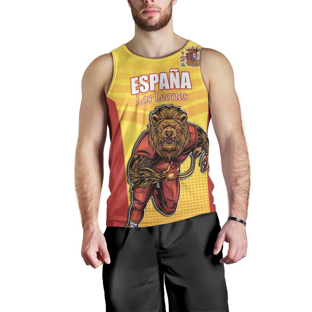Custom Espana Rugby Spain Men Tank Top Lion Mascot Come on Los Leones Yellow Style