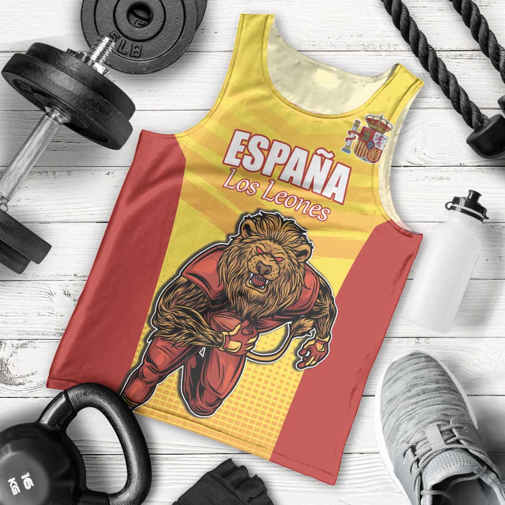 Custom Espana Rugby Spain Men Tank Top Lion Mascot Come on Los Leones Yellow Style