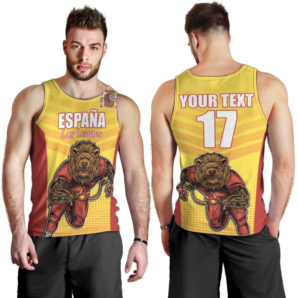 Custom Espana Rugby Spain Men Tank Top Lion Mascot Come on Los Leones Yellow Style