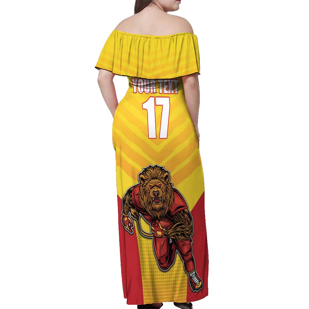 Custom Espana Rugby Spain Off Shoulder Maxi Dress Lion Mascot Come on Los Leones Yellow Style