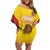 Custom Espana Rugby Spain Off Shoulder Short Dress Lion Mascot Come on Los Leones Yellow Style