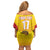 Custom Espana Rugby Spain Off Shoulder Short Dress Lion Mascot Come on Los Leones Yellow Style