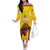 Custom Espana Rugby Spain Off The Shoulder Long Sleeve Dress Lion Mascot Come on Los Leones Yellow Style