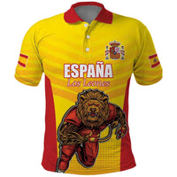 Custom Espana Rugby Spain Polo Shirt Lion Mascot Come on Los Leones Yellow Style