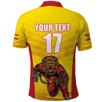 Custom Espana Rugby Spain Polo Shirt Lion Mascot Come on Los Leones Yellow Style