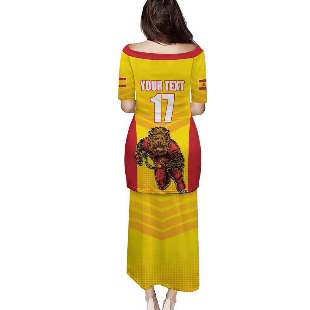 Custom Espana Rugby Spain Puletasi Lion Mascot Come on Los Leones Yellow Style
