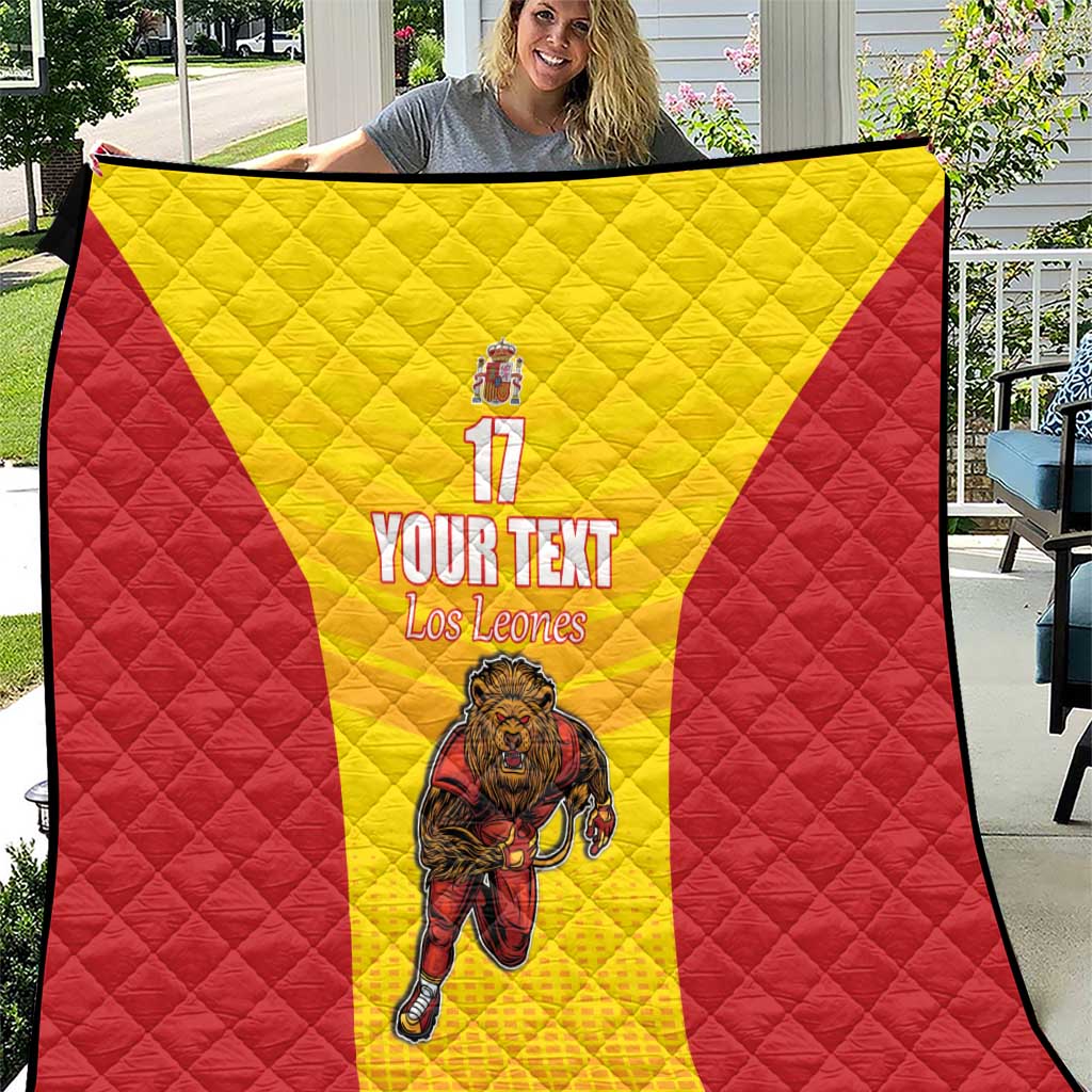 Custom Espana Rugby Spain Quilt Lion Mascot Come on Los Leones Yellow Style