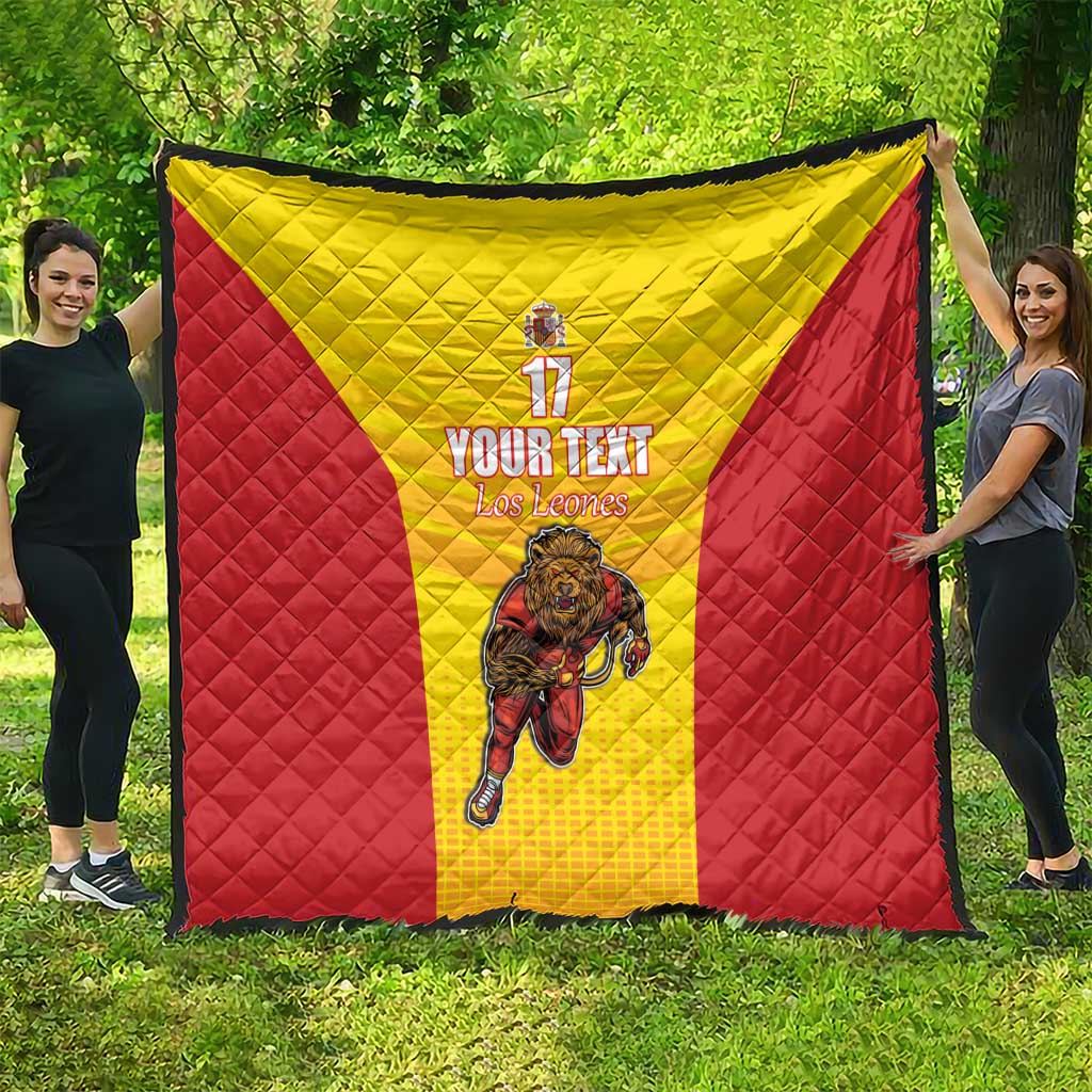 Custom Espana Rugby Spain Quilt Lion Mascot Come on Los Leones Yellow Style