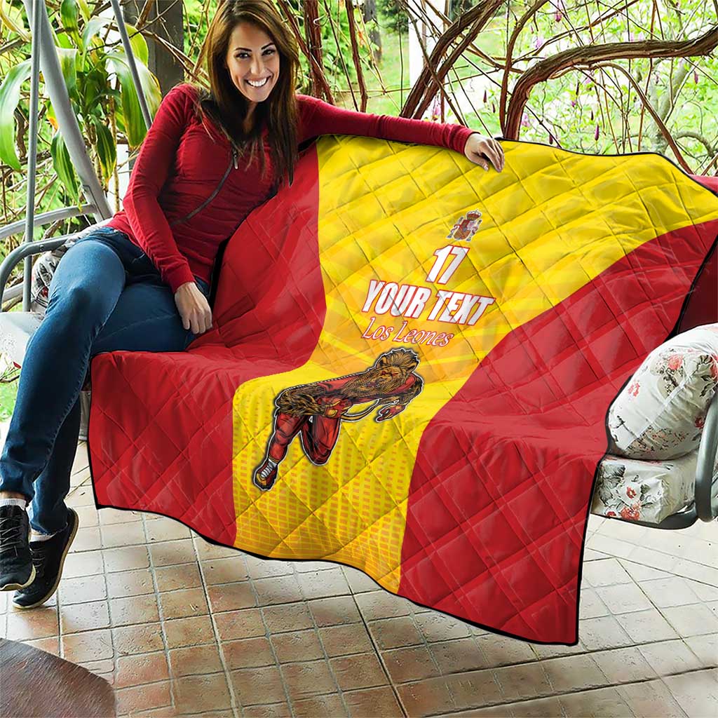Custom Espana Rugby Spain Quilt Lion Mascot Come on Los Leones Yellow Style