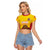 Custom Espana Rugby Spain Raglan Cropped T Shirt Lion Mascot Come on Los Leones Yellow Style