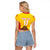 Custom Espana Rugby Spain Raglan Cropped T Shirt Lion Mascot Come on Los Leones Yellow Style