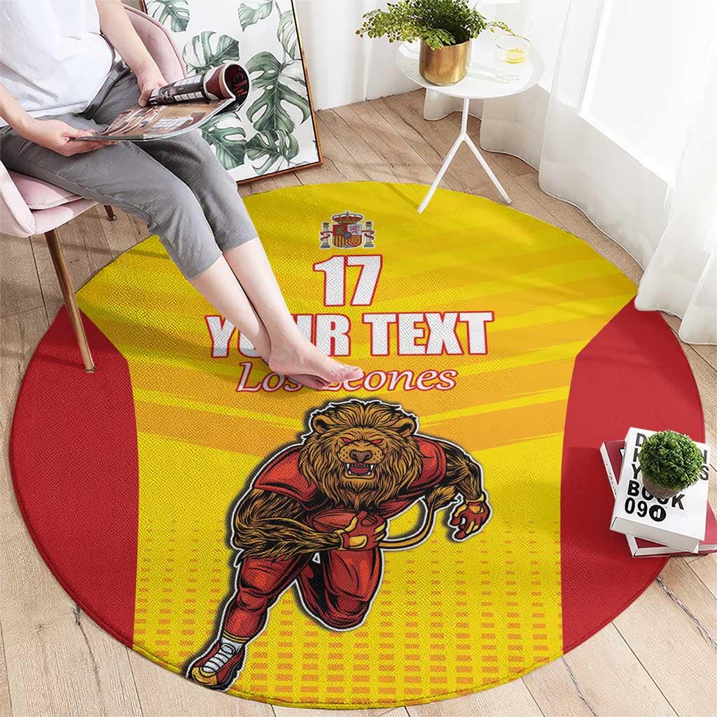 Custom Espana Rugby Spain Round Carpet Lion Mascot Come on Los Leones Yellow Style