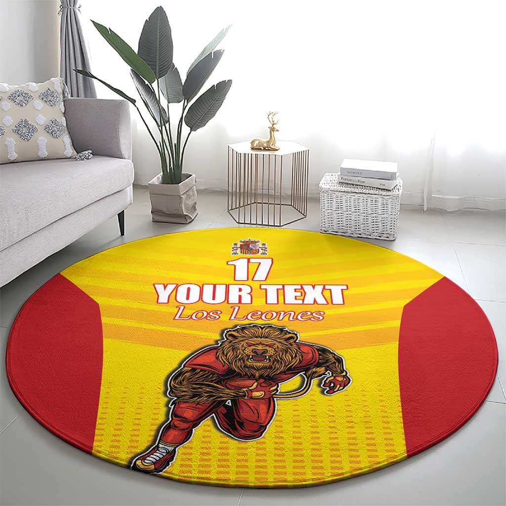 Custom Espana Rugby Spain Round Carpet Lion Mascot Come on Los Leones Yellow Style