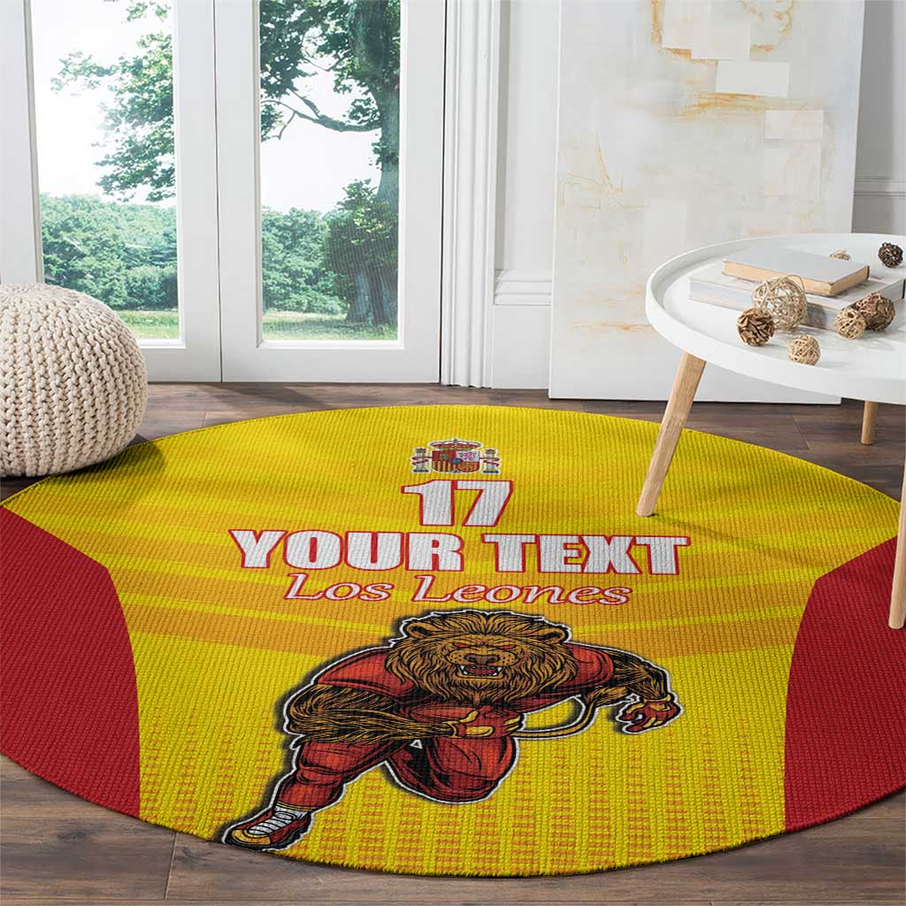 Custom Espana Rugby Spain Round Carpet Lion Mascot Come on Los Leones Yellow Style