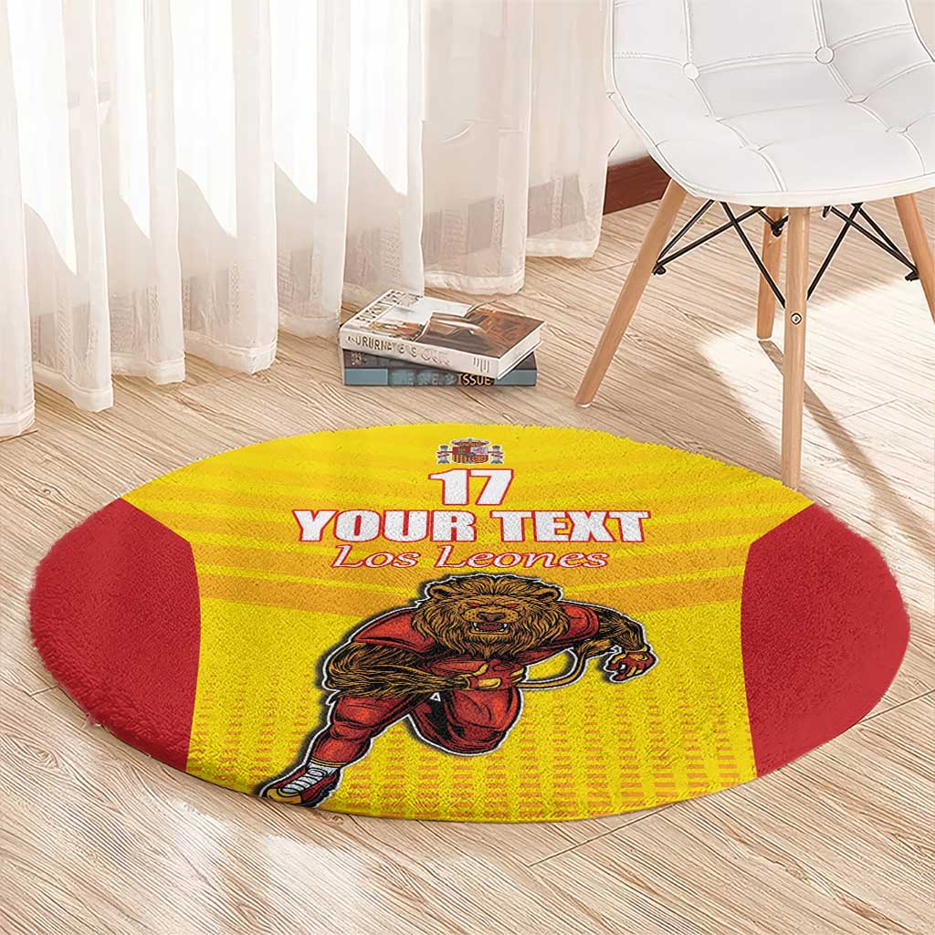 Custom Espana Rugby Spain Round Carpet Lion Mascot Come on Los Leones Yellow Style