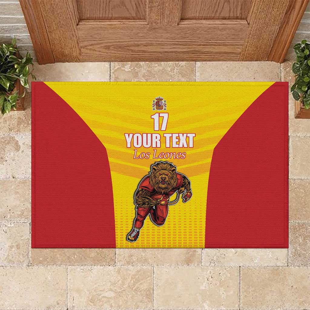 Custom Espana Rugby Spain Rubber Doormat Lion Mascot Come on Los Leones Yellow Style