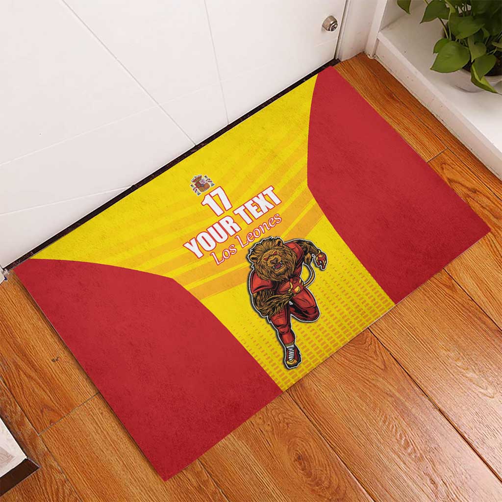 Custom Espana Rugby Spain Rubber Doormat Lion Mascot Come on Los Leones Yellow Style