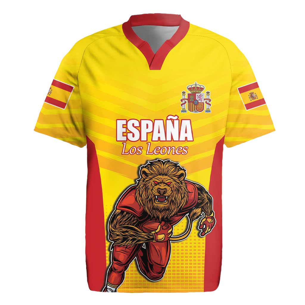 Custom Espana Rugby Spain Rugby Jersey Lion Mascot Come on Los Leones Yellow Style