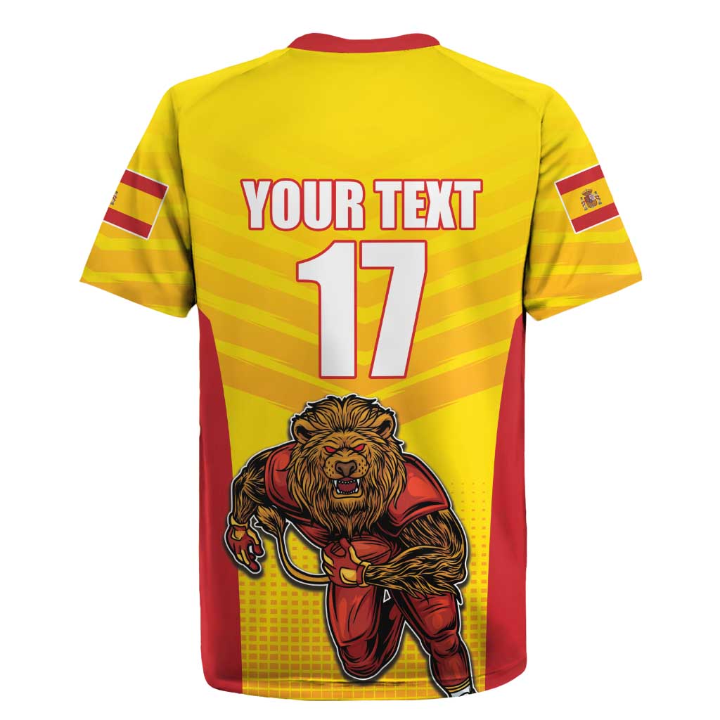 Custom Espana Rugby Spain Rugby Jersey Lion Mascot Come on Los Leones Yellow Style