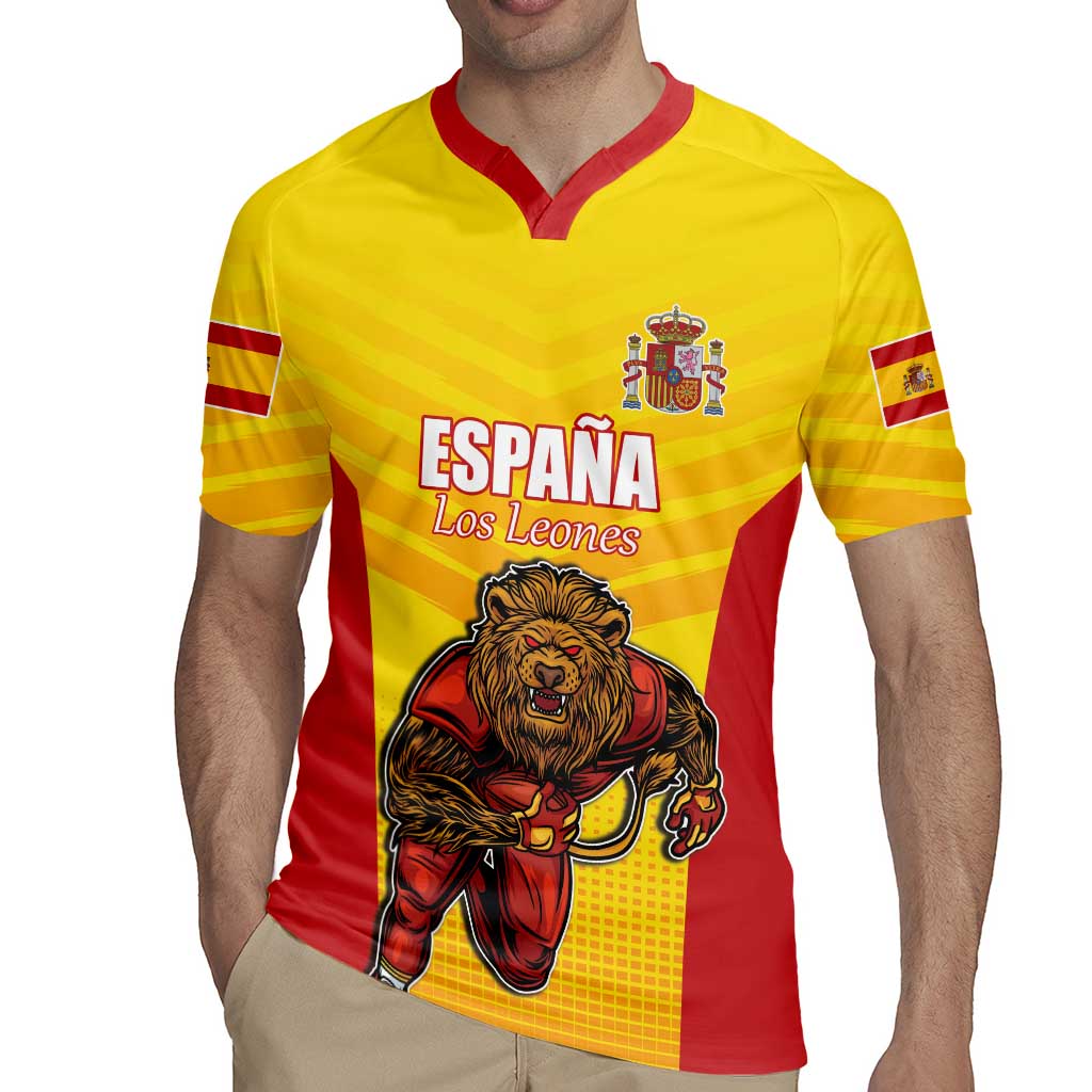 Custom Espana Rugby Spain Rugby Jersey Lion Mascot Come on Los Leones Yellow Style