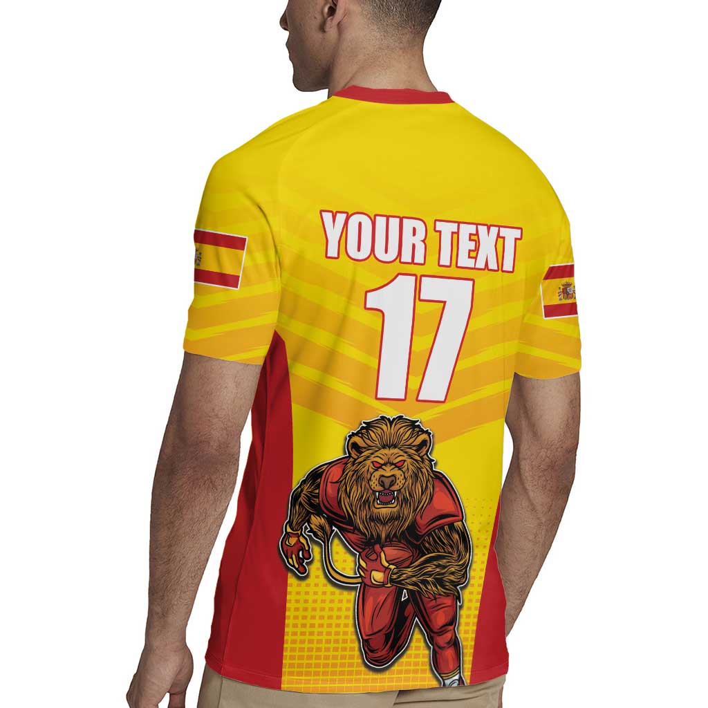 Custom Espana Rugby Spain Rugby Jersey Lion Mascot Come on Los Leones Yellow Style