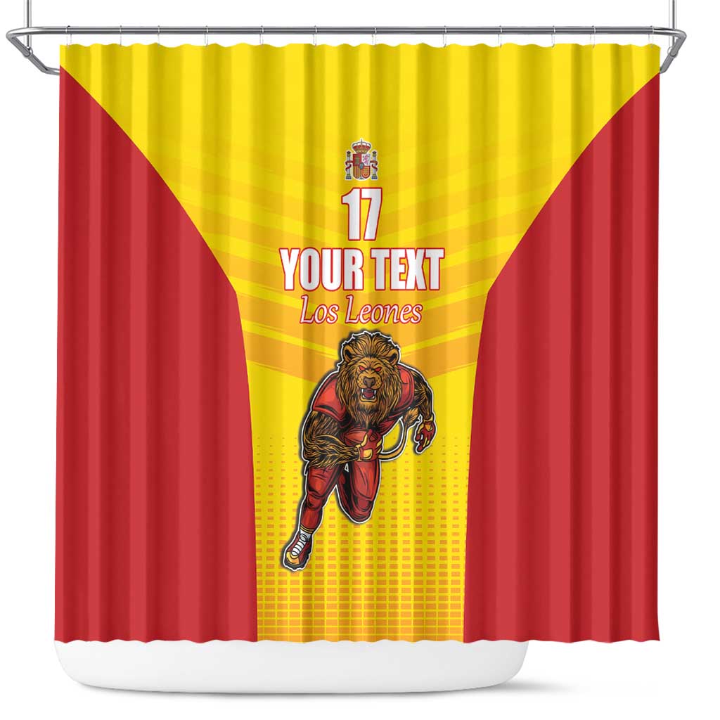 Custom Espana Rugby Spain Shower Curtain Lion Mascot Come on Los Leones Yellow Style