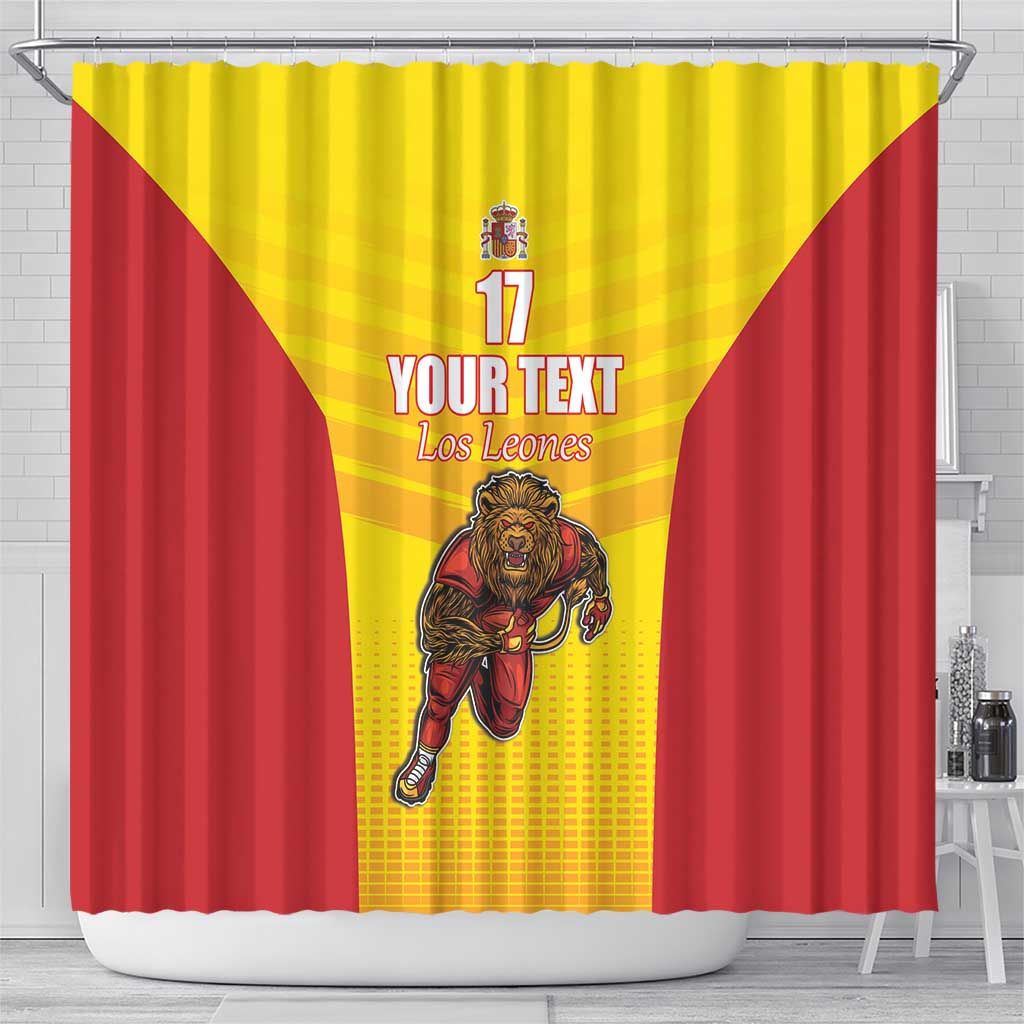 Custom Espana Rugby Spain Shower Curtain Lion Mascot Come on Los Leones Yellow Style