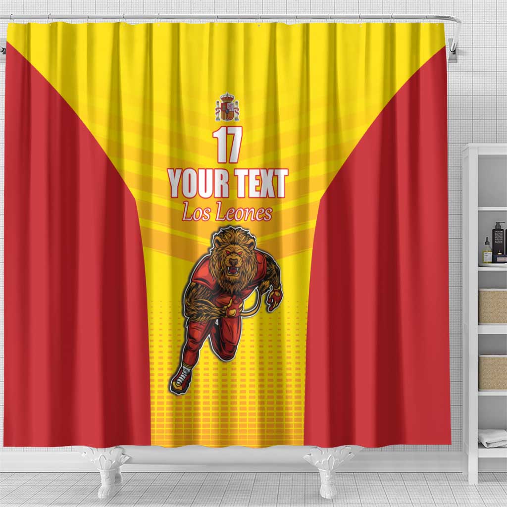 Custom Espana Rugby Spain Shower Curtain Lion Mascot Come on Los Leones Yellow Style