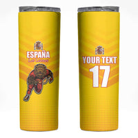 Custom Espana Rugby Spain Skinny Tumbler Lion Mascot Come on Los Leones Yellow Style