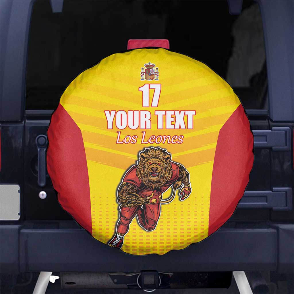 Custom Espana Rugby Spain Spare Tire Cover Lion Mascot Come on Los Leones Yellow Style