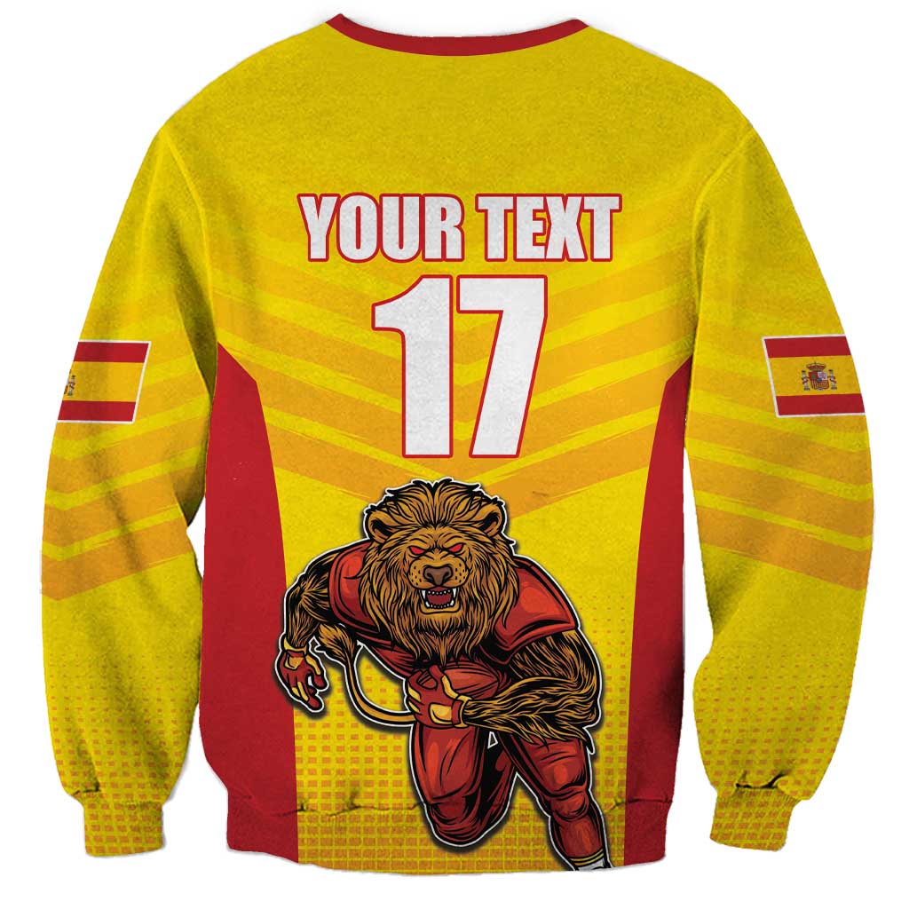 Custom Espana Rugby Spain Sweatshirt Lion Mascot Come on Los Leones Yellow Style