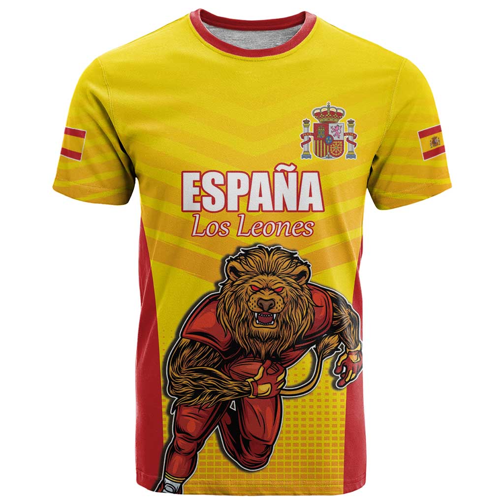Custom Espana Rugby Spain T Shirt Lion Mascot Come on Los Leones Yellow Style