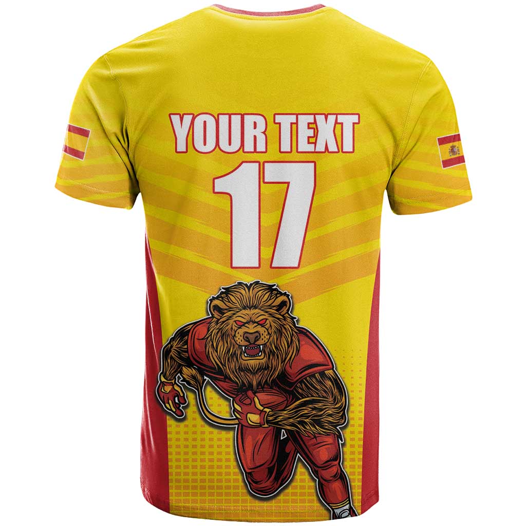 Custom Espana Rugby Spain T Shirt Lion Mascot Come on Los Leones Yellow Style
