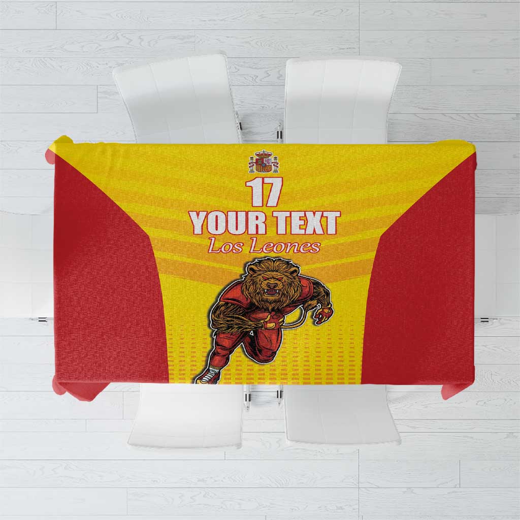 Custom Espana Rugby Spain Tablecloth Lion Mascot Come on Los Leones Yellow Style