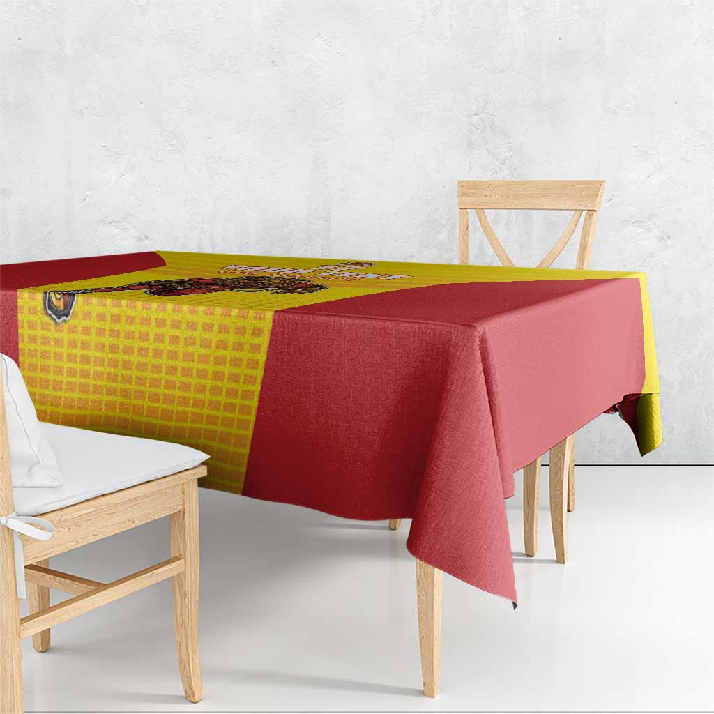 Custom Espana Rugby Spain Tablecloth Lion Mascot Come on Los Leones Yellow Style