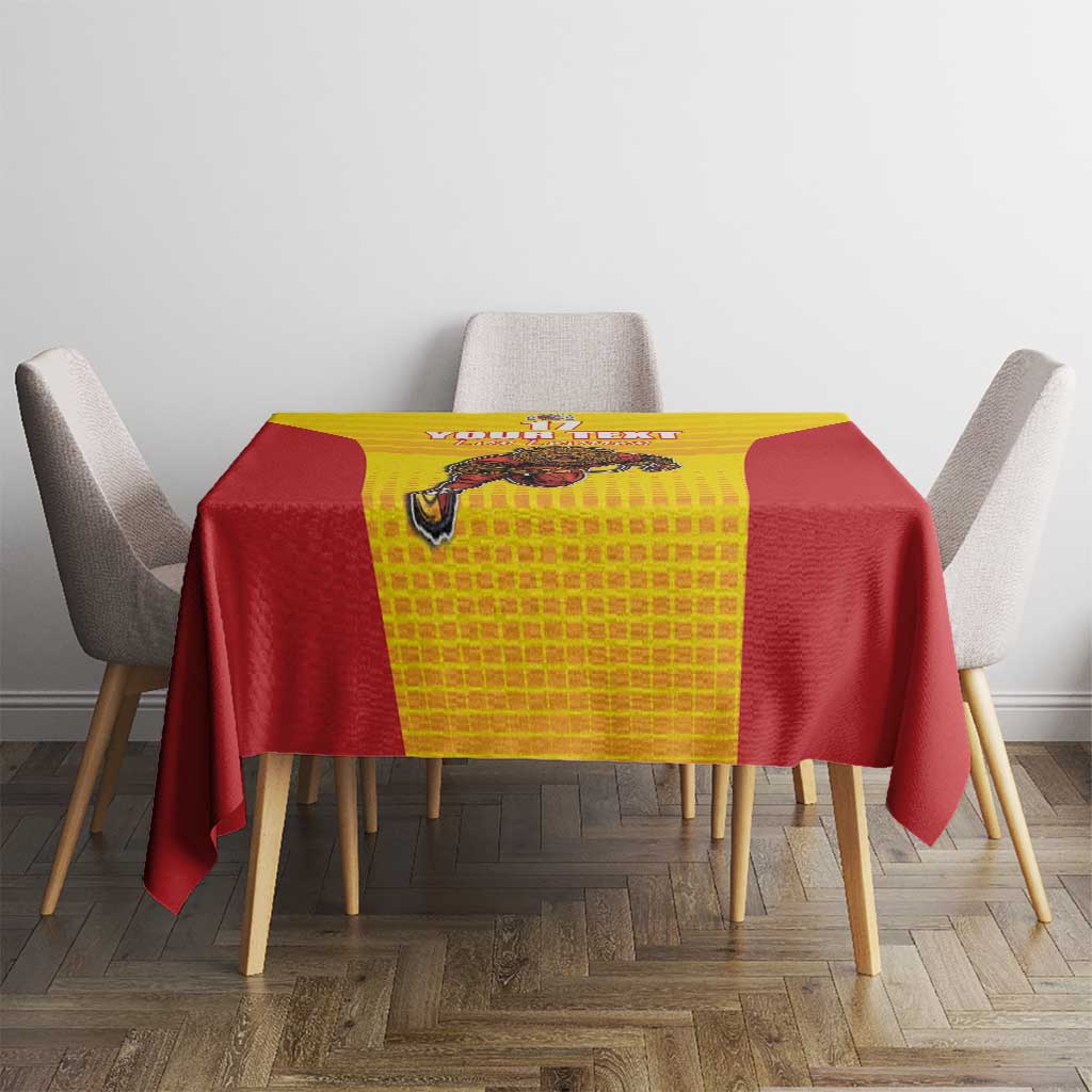Custom Espana Rugby Spain Tablecloth Lion Mascot Come on Los Leones Yellow Style